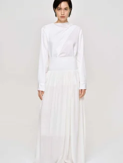 Women Source Unknown Bottoms-Ocelia Drop Waist Maxi Skirt, White