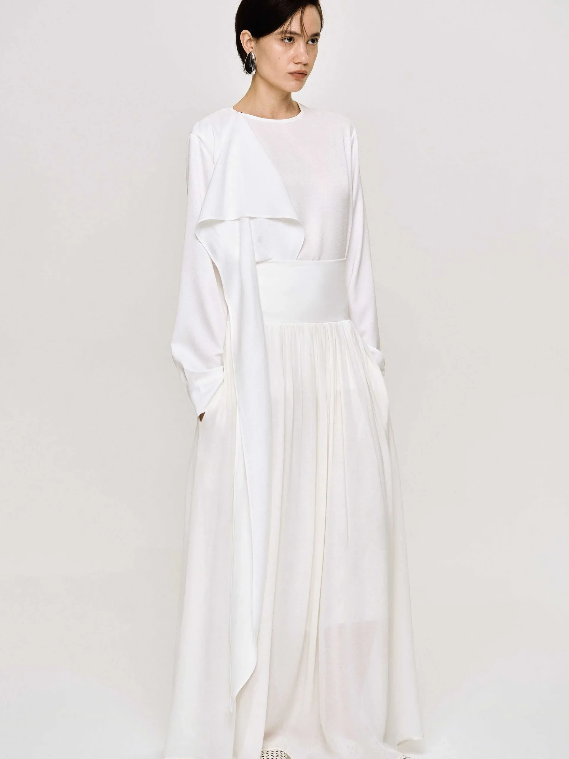 Women Source Unknown Bottoms-Ocelia Drop Waist Maxi Skirt, White