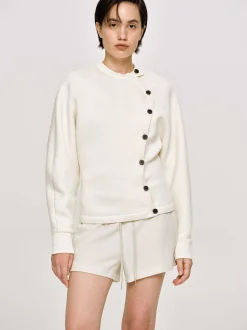 Women Source Unknown Accessories-Offset Button Jacket, Cream