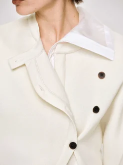 Women Source Unknown Accessories-Offset Button Jacket, Cream