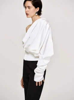 Women Source Unknown Tops-One-Shoulder Blouse, White