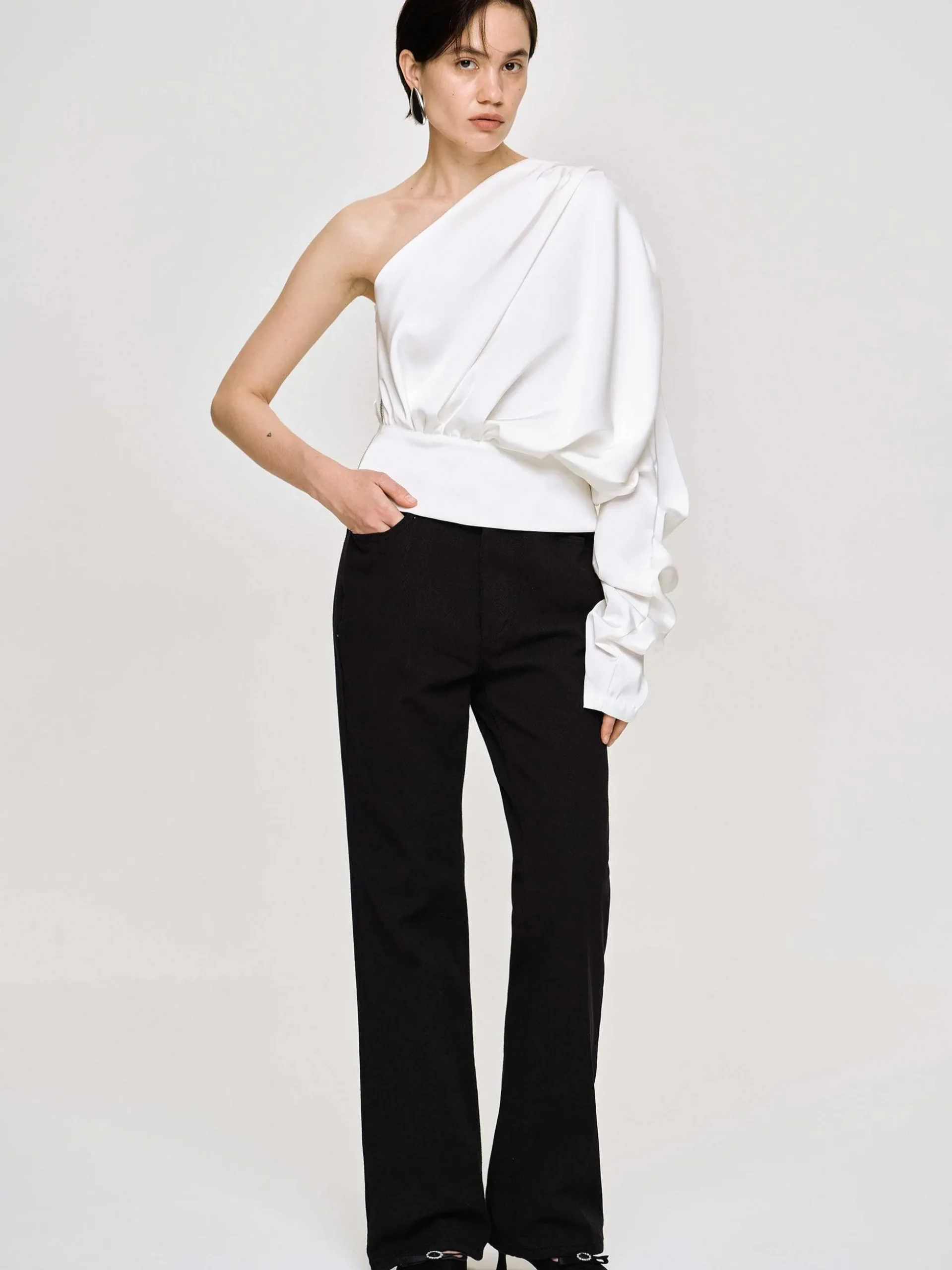 Women Source Unknown Clothing-One-Shoulder Blouse, White
