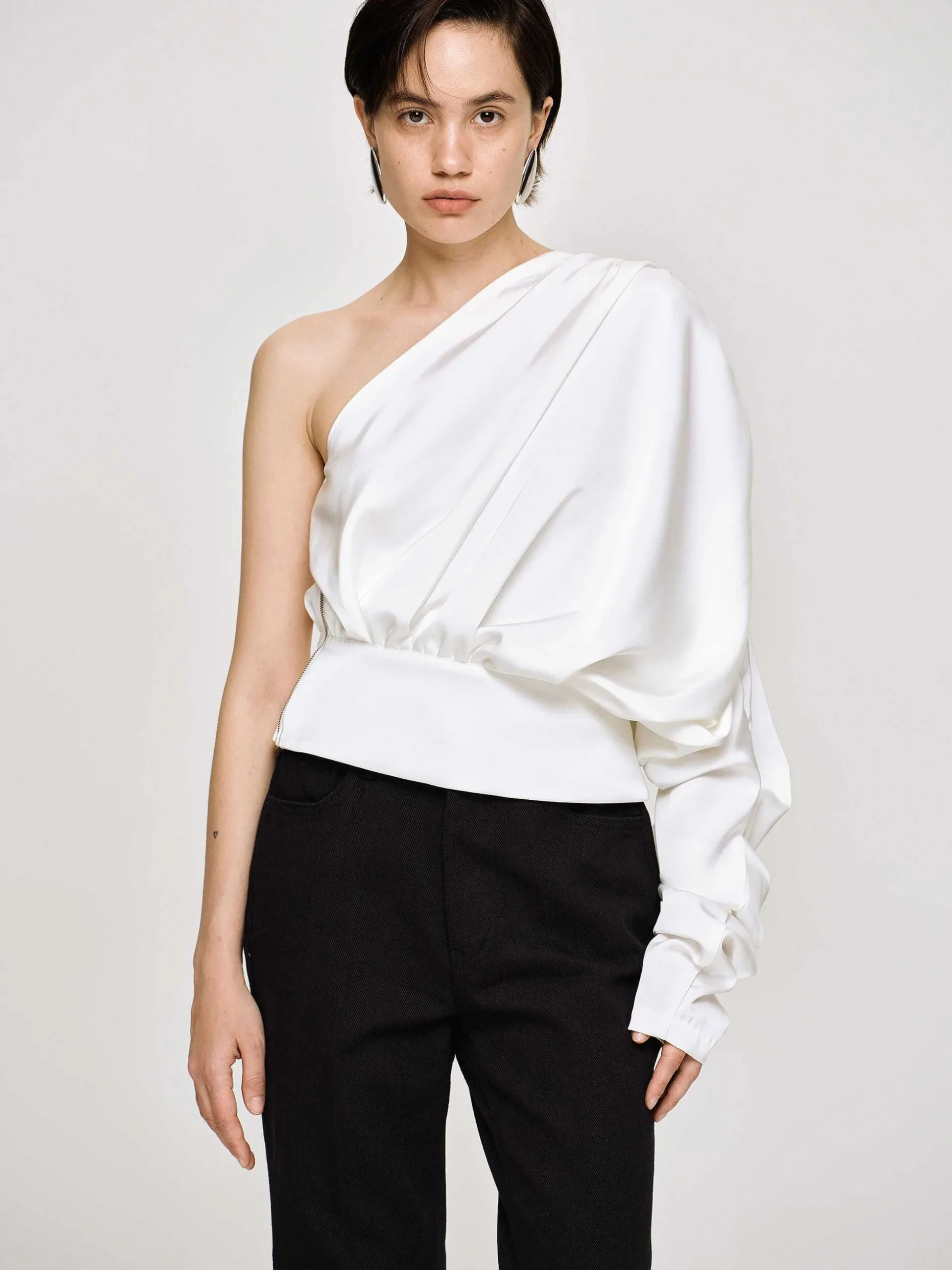 Women Source Unknown Clothing-One-Shoulder Blouse, White