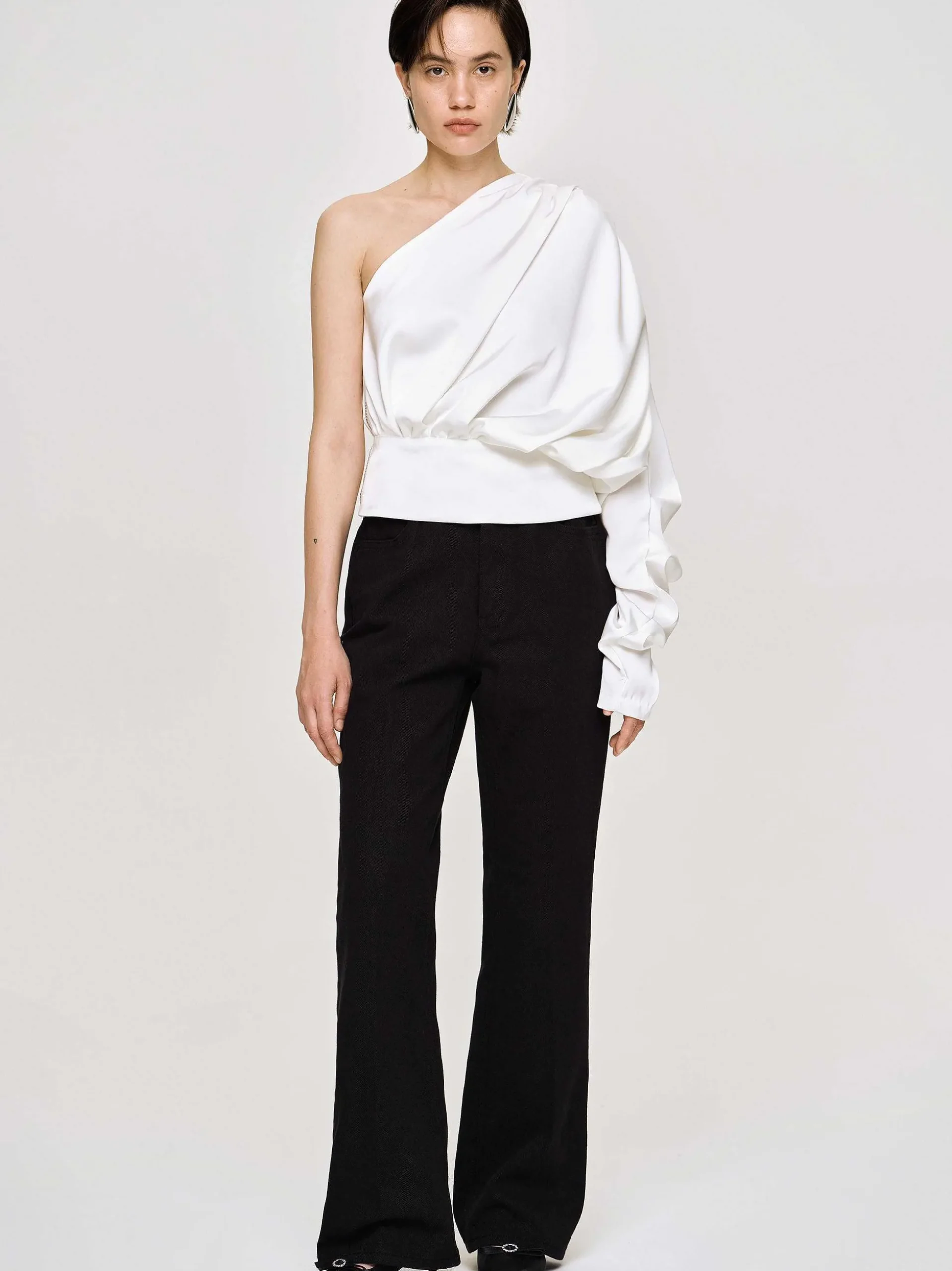 Women Source Unknown Clothing-One-Shoulder Blouse, White