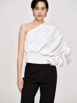 Women Source Unknown Clothing-One-Shoulder Blouse, White