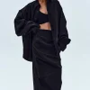 Women Source Unknown Accessories-Over-Fit Cotton Shirt, Black