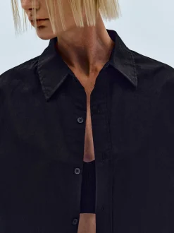 Women Source Unknown Accessories-Over-Fit Cotton Shirt, Black