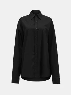 Women Source Unknown Accessories-Over-Fit Cotton Shirt, Black