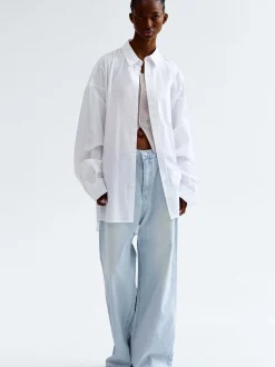 Women Source Unknown Accessories-Over-Fit Cotton Shirt, White