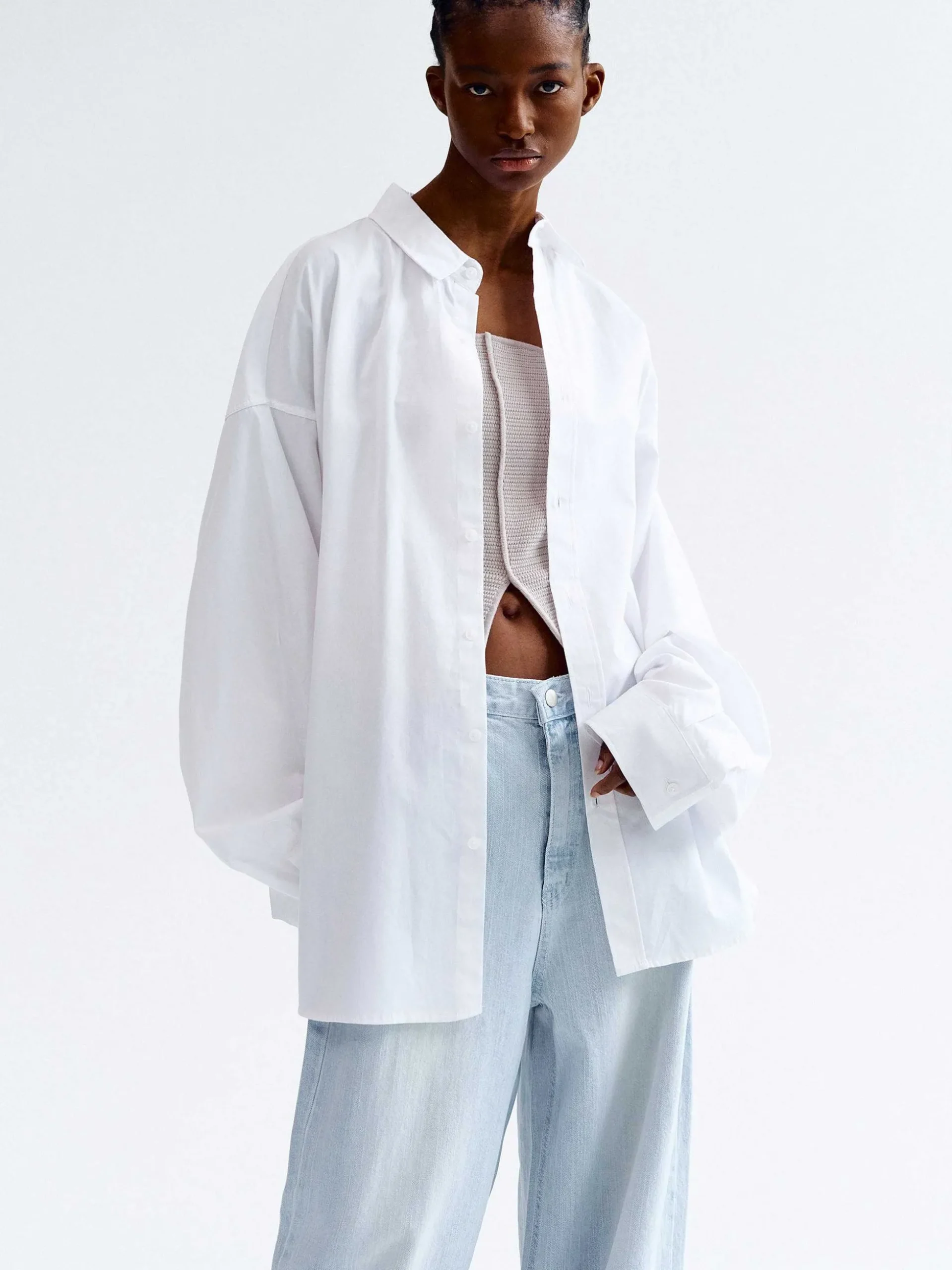 Women Source Unknown Accessories-Over-Fit Cotton Shirt, White