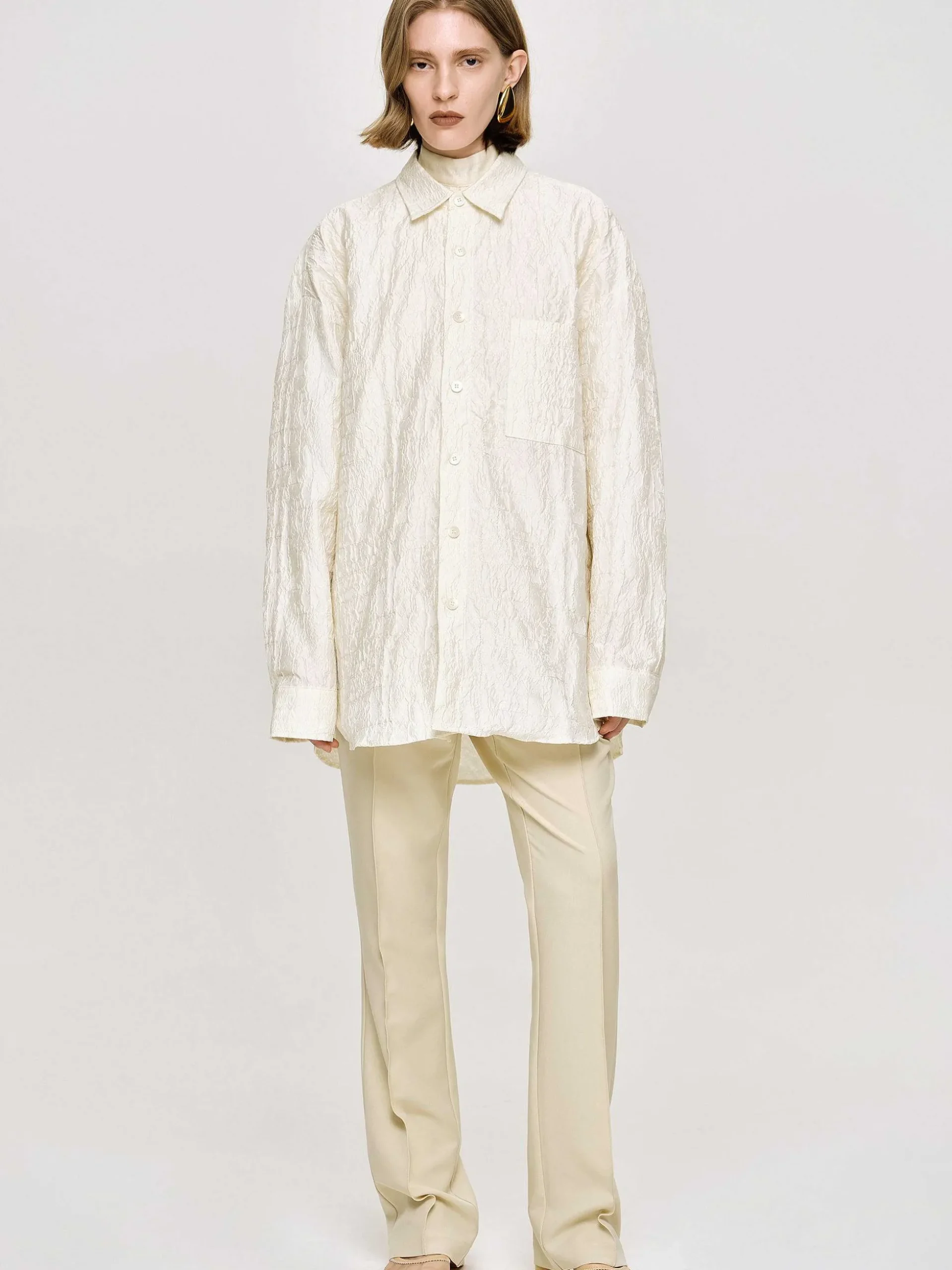 Women Source Unknown Accessories-Over-Fit Jacquard Shirt, Parchment