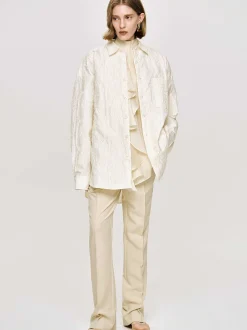 Women Source Unknown Accessories-Over-Fit Jacquard Shirt, Parchment