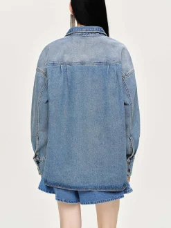 Women Source Unknown Denim-Oversized Denim Shirt, Tint Wash