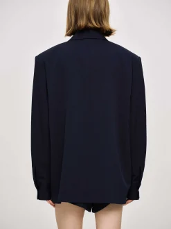 Women Source Unknown Clothing-Oversized Fluid Shirt, Navy