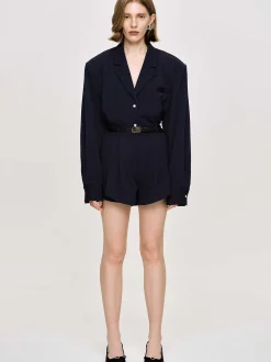 Women Source Unknown Outerwear-Oversized Fluid Shirt, Navy