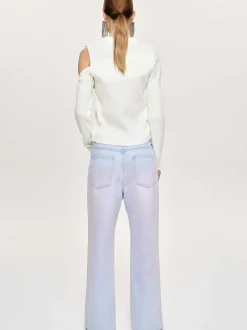 Women Source Unknown Clothing-Painted Wide-Leg Jeans, Pink Washed