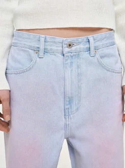 Women Source Unknown Clothing-Painted Wide-Leg Jeans, Pink Washed