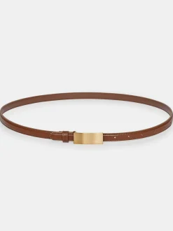 Women Source Unknown Accessories-Plate Buckle Leather Belt, Saddle