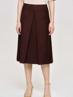 Women Source Unknown Co-Ords-Pleated Midi Skirt, Black Cherry