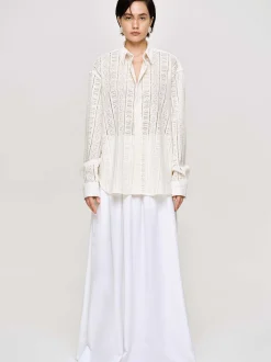 Women Source Unknown Accessories-Pointelle Oversized Button Down Shirt,