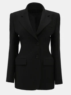 Women Source Unknown Outerwear-Poldo Hourglass Blazer, Black