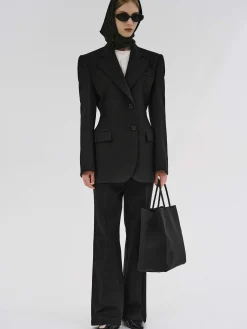 Women Source Unknown Outerwear-Poldo Hourglass Blazer, Black