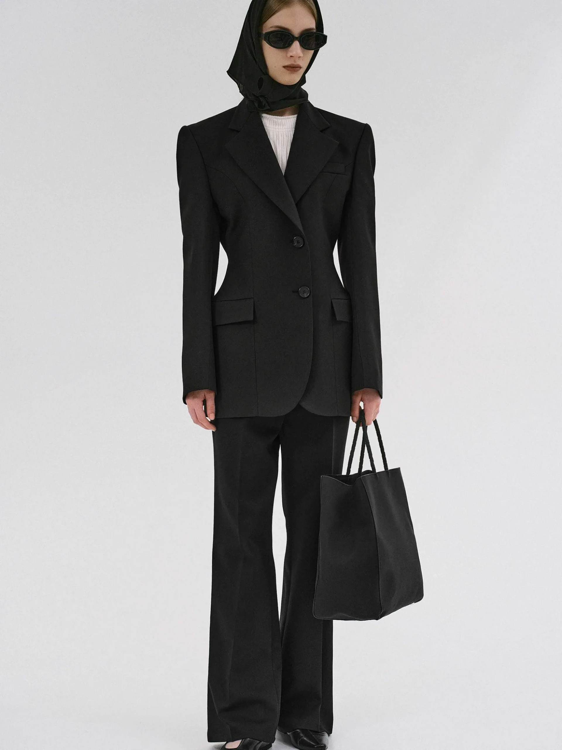Women Source Unknown Outerwear-Poldo Hourglass Blazer, Black