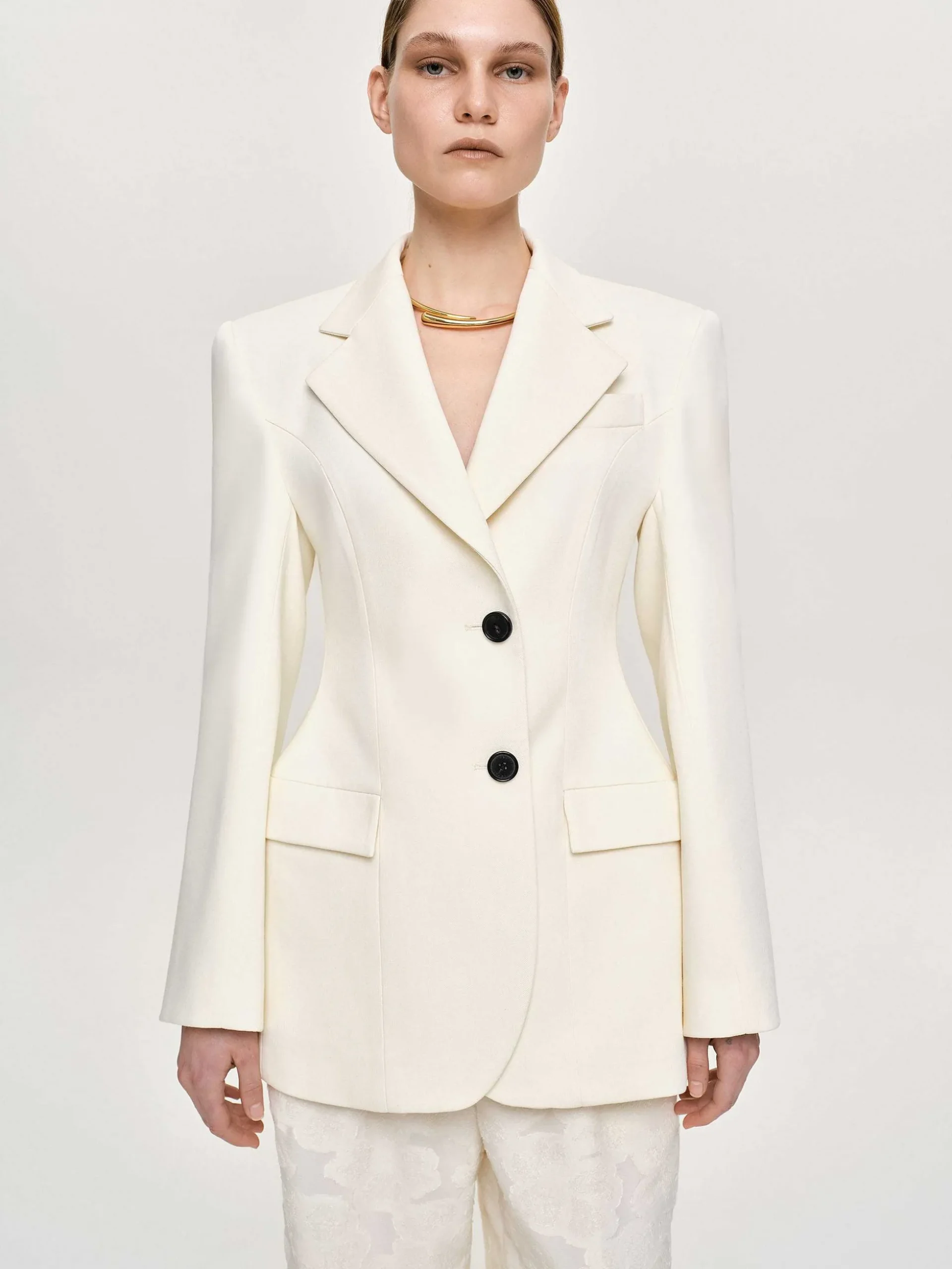 Women Source Unknown Outerwear-Poldo Hourglass Blazer, Cream