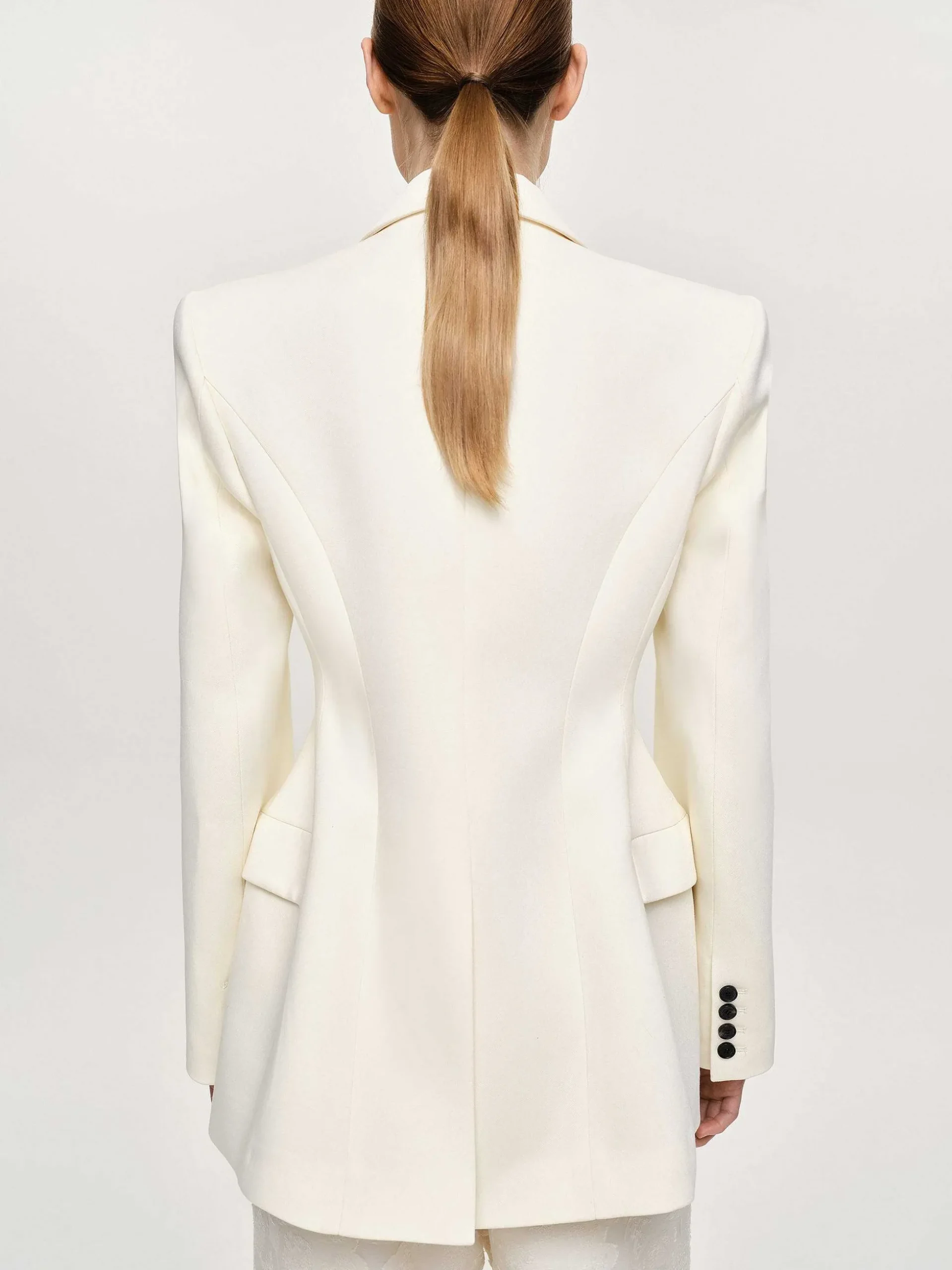 Women Source Unknown Clothing-Poldo Hourglass Blazer, Cream