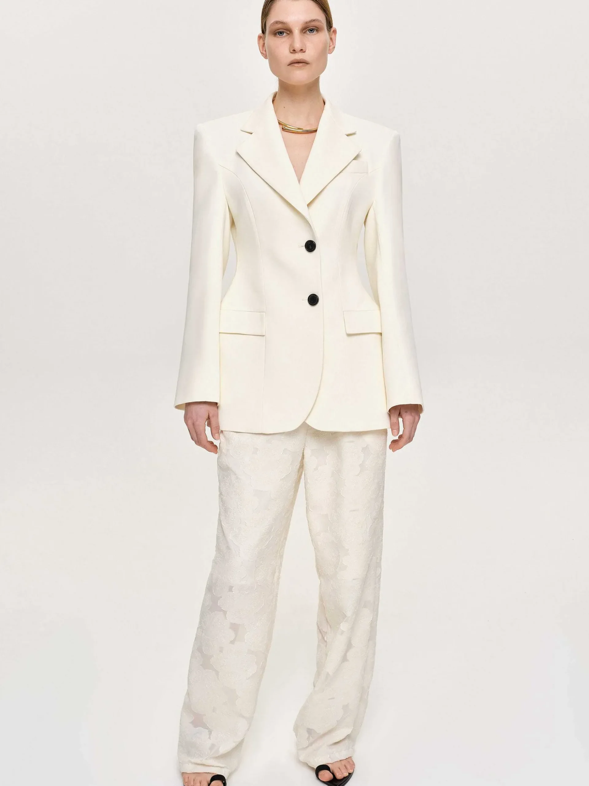 Women Source Unknown Clothing-Poldo Hourglass Blazer, Cream