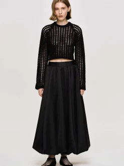 Women Source Unknown Clothing-Reef Net Knit Top, Black