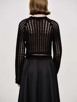 Women Source Unknown Clothing-Reef Net Knit Top, Black