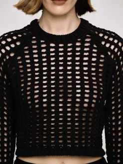 Women Source Unknown Clothing-Reef Net Knit Top, Black