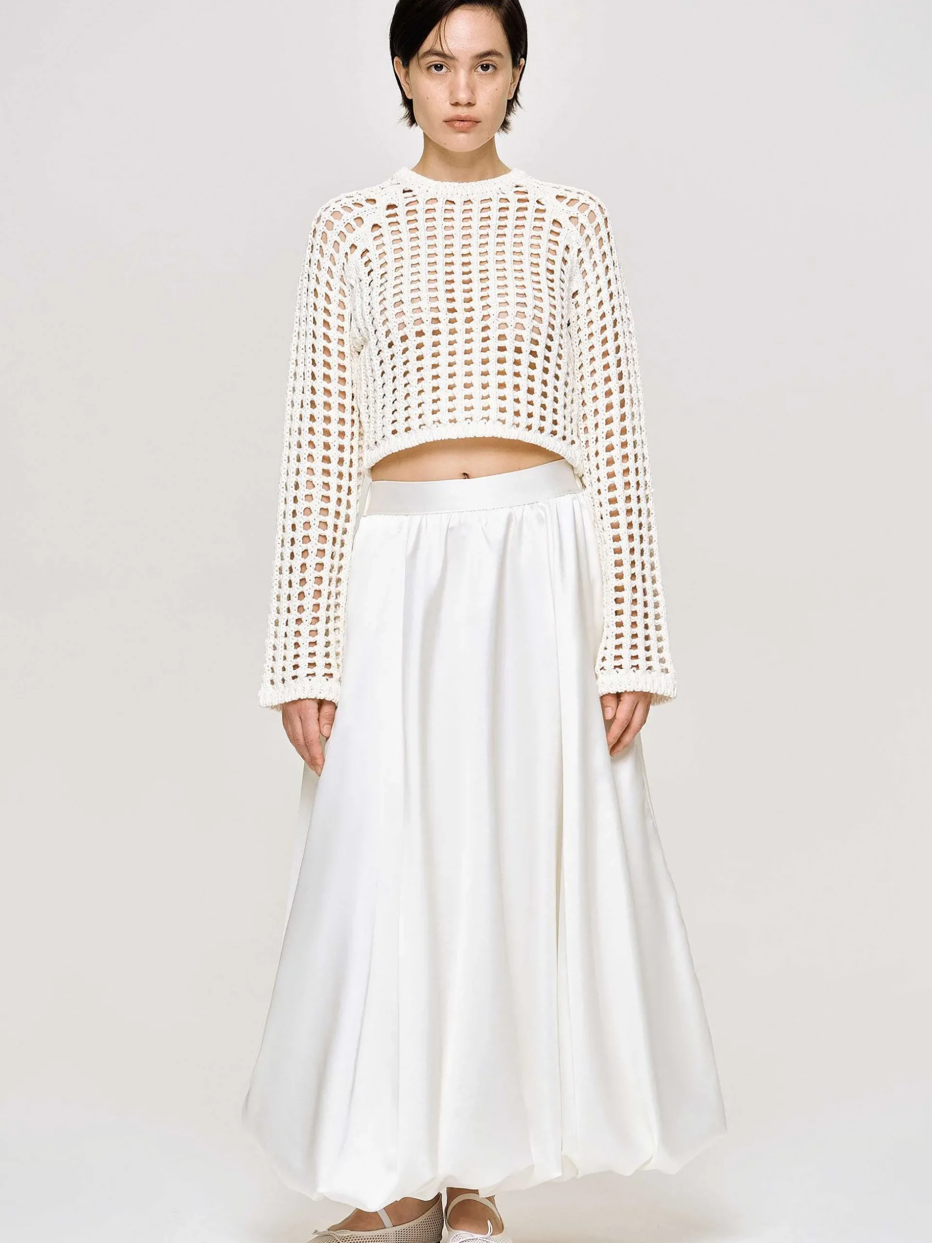 Women Source Unknown Clothing-Reef Net Knit Top, Ivory