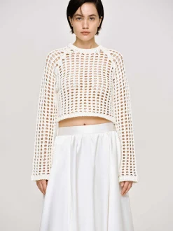 Women Source Unknown Clothing-Reef Net Knit Top, Ivory