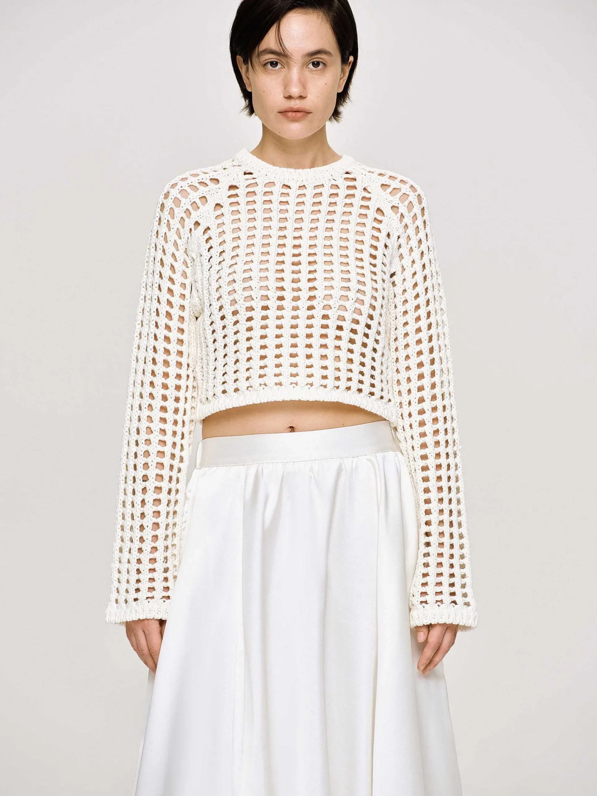 Women Source Unknown Clothing-Reef Net Knit Top, Ivory