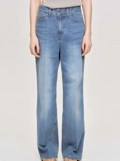 Women Source Unknown Clothing-Relaxed Straight Jeans, Mid Wash