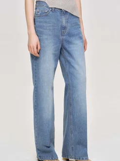 Women Source Unknown Denim-Relaxed Straight Jeans, Mid Wash