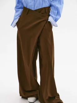 Women Source Unknown Clothing-Rennert Criss Cross Trousers, Saddle Brown
