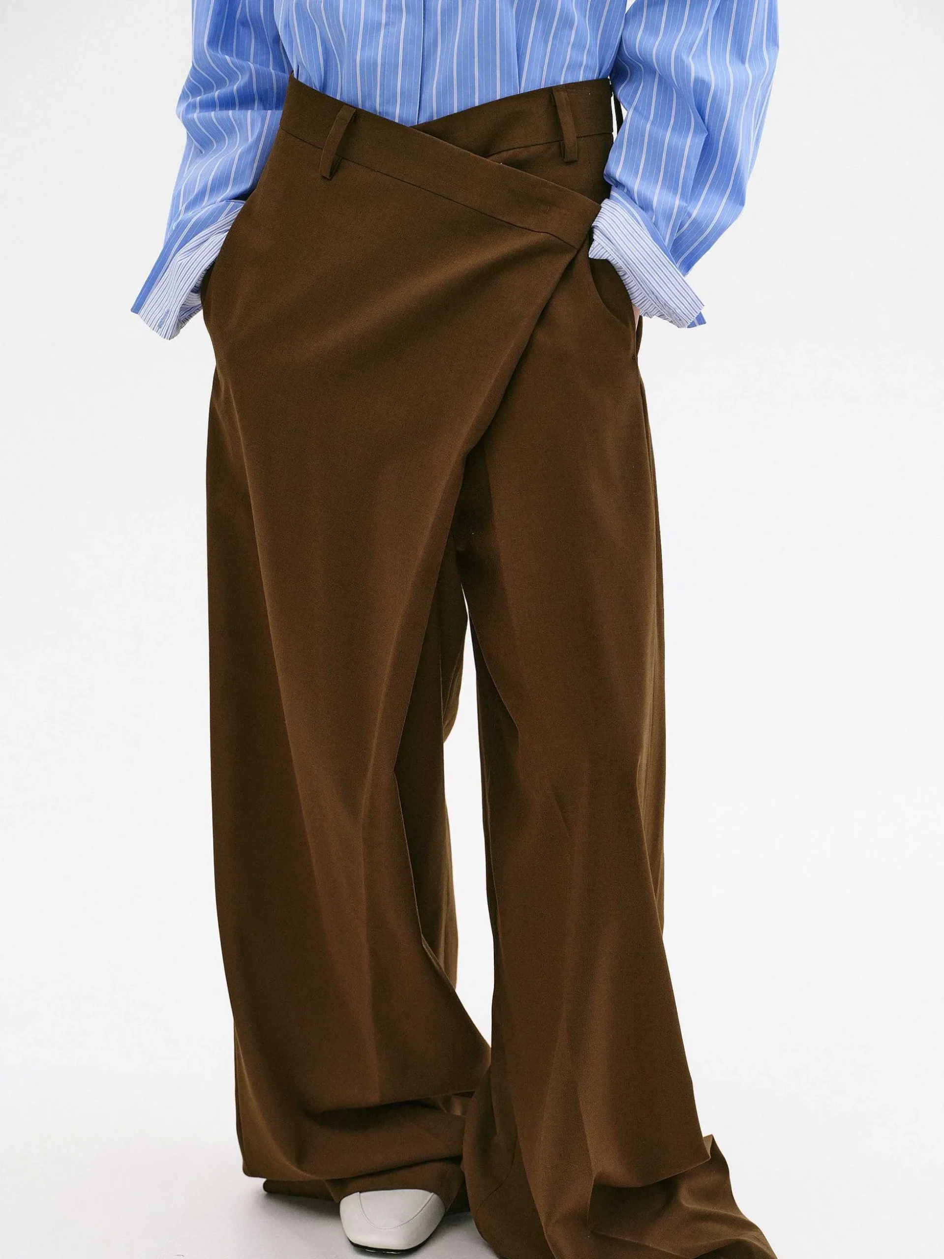 Women Source Unknown Clothing-Rennert Criss Cross Trousers, Saddle Brown