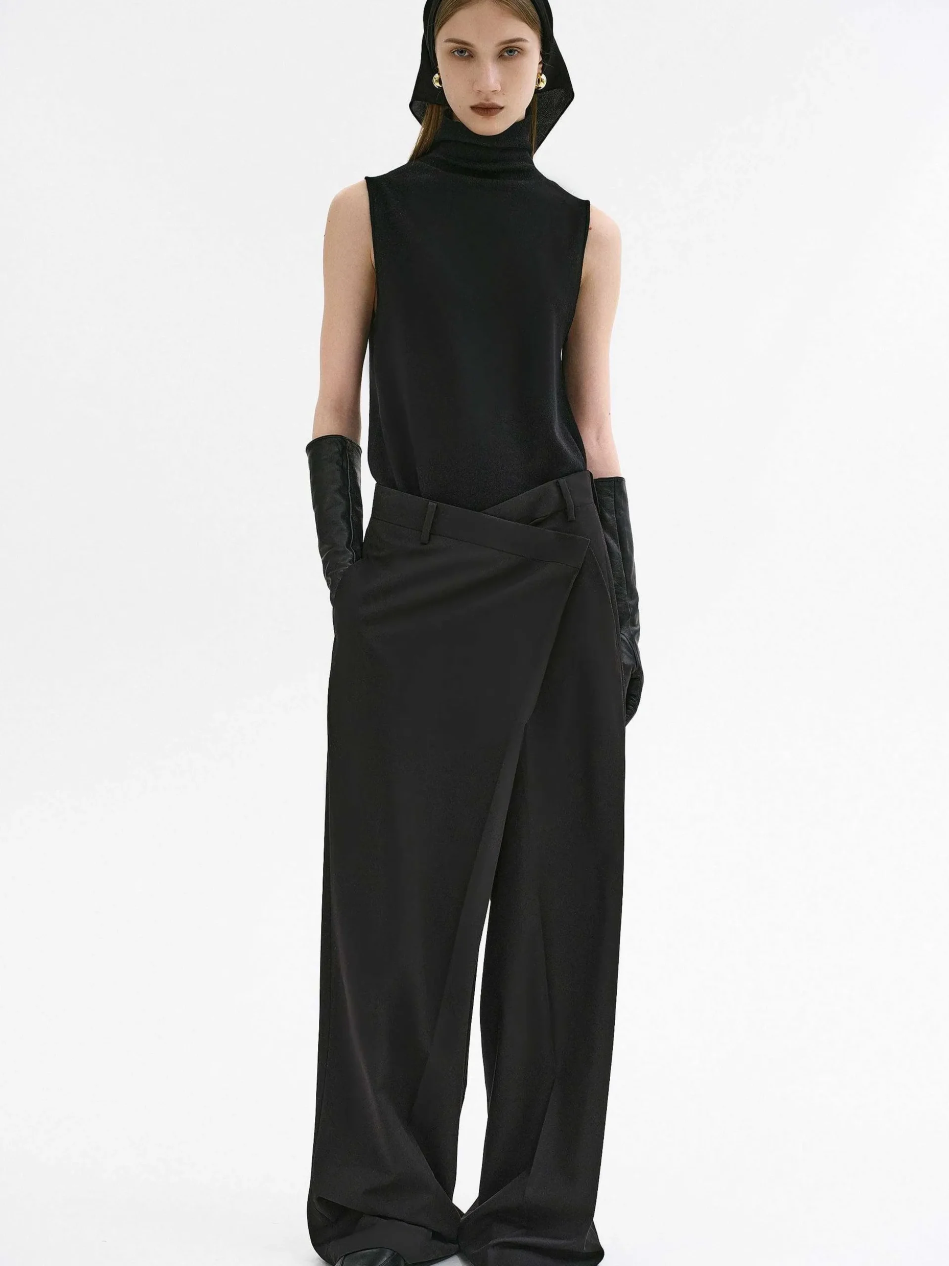 Women Source Unknown Bottoms-Rennert Criss Cross Trousers, Black