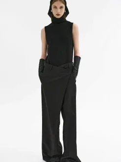 Women Source Unknown Bottoms-Rennert Criss Cross Trousers, Black