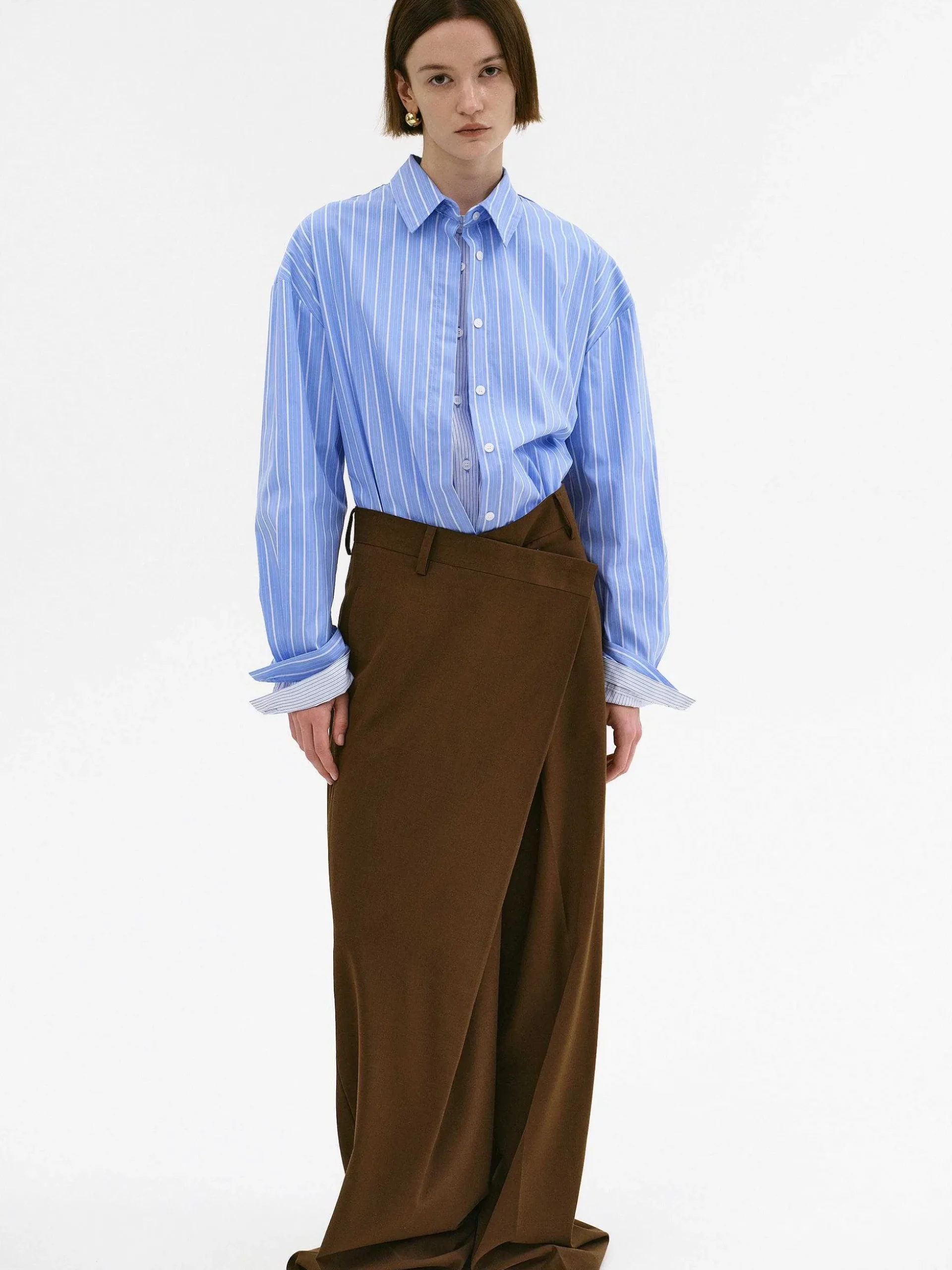 Women Source Unknown Bottoms-Rennert Criss Cross Trousers, Saddle Brown