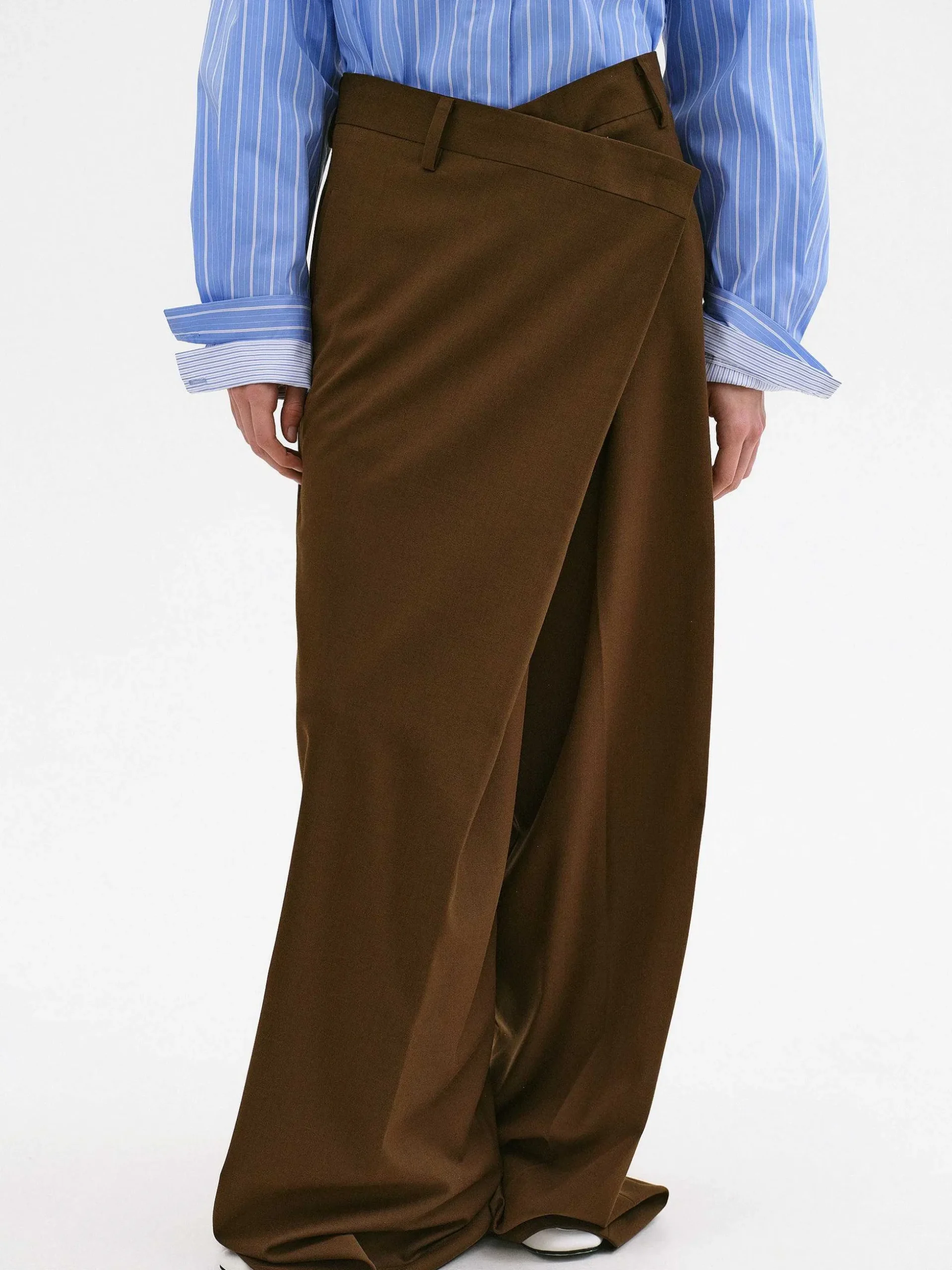 Women Source Unknown Bottoms-Rennert Criss Cross Trousers, Saddle Brown