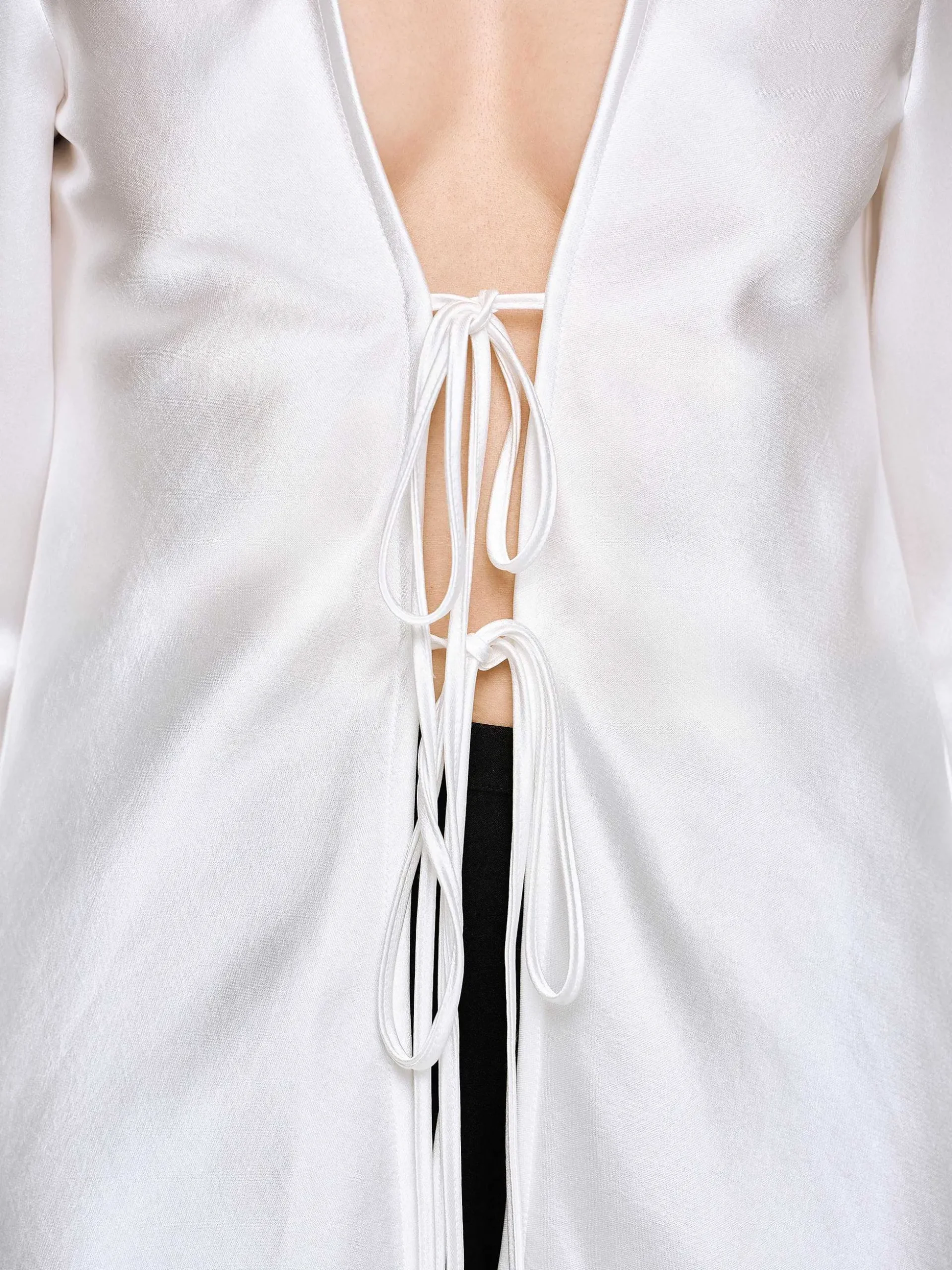 Women Source Unknown Clothing-Reyna Satin Blouse, Pearl