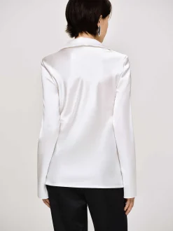 Women Source Unknown Clothing-Reyna Satin Blouse, Pearl