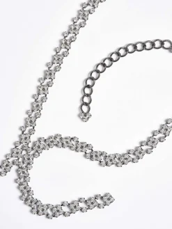Women Source Unknown Clothing-Rhinestone Drop Necklace, Silver
