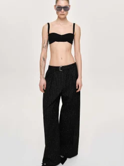 Women Source Unknown Tops-Rib Knit Bra, Black