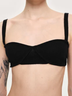 Women Source Unknown Tops-Rib Knit Bra, Black
