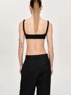 Women Source Unknown Tops-Rib Knit Bra, Black